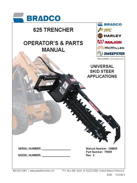 unused bradco 625 56 in skid steer trencher|bradco 625 trencher manual.